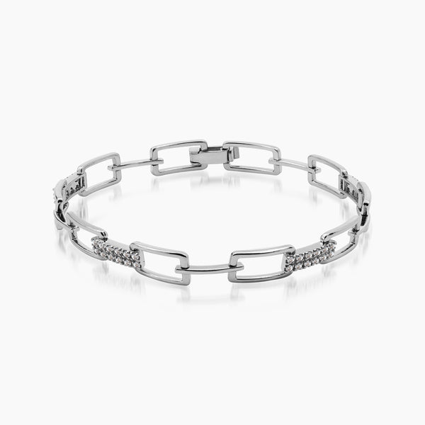 DIAMOND CHAIN LINK LADIES BANGLE WITH 48=0.80 / 11.97 / 12.2 CARAT DIAMONDS IN (SAUDI) 18K WHITE GOLD