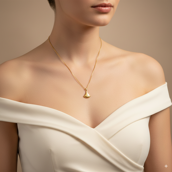 SAILBOAT LADIES NECKLACE AND PENDANT IN (SAUDI) 18K YELLOW GOLD