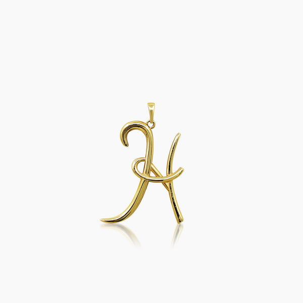 LETTER "H" INITIAL PENDANT (± 26 mm X ± 21 mm) IN (SAUDI) 18K YELLOW GOLD