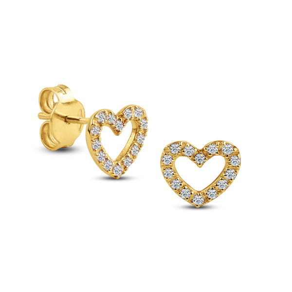 HEART DIAMOND EARRINGS IN 18K YELLOW GOLD – F&C Jewelry The largest