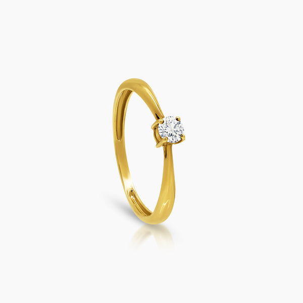 7 - DIAMOND ENGAGEMENT RING WITH 1=0.18 / 1.56 CARAT DIAMONDS IN 18K YELLOW GOLD