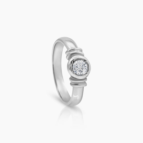 5.75 - DIAMOND ENGAGEMENT RING WITH 1=0.28 / 2.6 CARAT DIAMONDS IN 14K WHITE GOLD