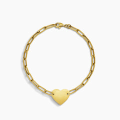 HEART CHAIN BRACELET IN (SAUDI) 18K YELLOW GOLD