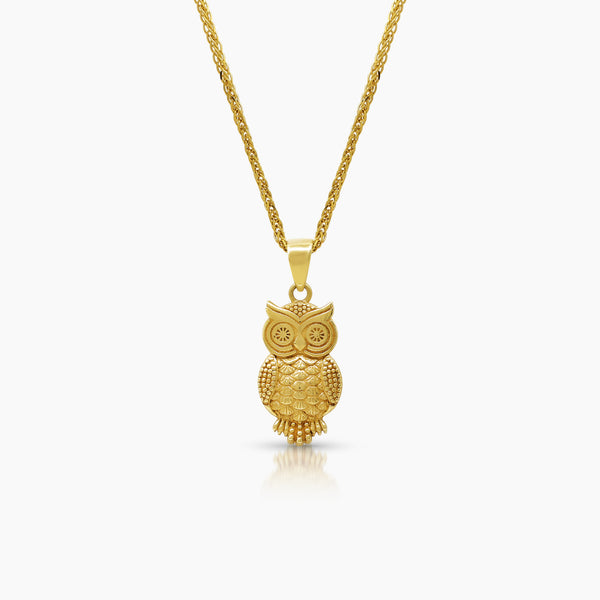 OWL LADIES NECKLACE AND PENDANT IN (SAUDI) 18K YELLOW GOLD