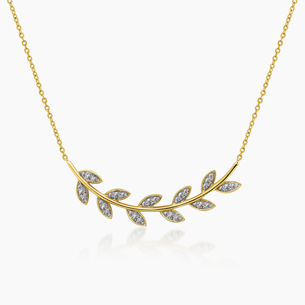 DIAMOND BRANCH LADIES NECKLACE AND PENDANT WITH 22=0.11 / 1=0.13 / 3.04 CARAT DIAMONDS IN 18K YELLOW GOLD