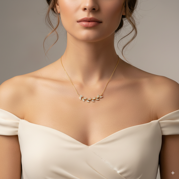 DIAMOND BRANCH LADIES NECKLACE AND PENDANT WITH 22=0.11 / 1=0.13 / 3.04 CARAT DIAMONDS IN 18K YELLOW GOLD