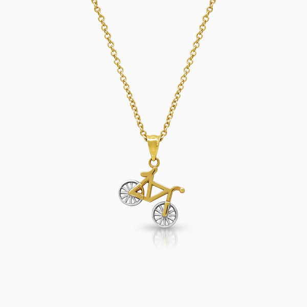 TWO TONE BICYCLE LADIES NECKLACE AND PENDANT IN (SAUDI) 18K YELLOW AND WHITE GOLD