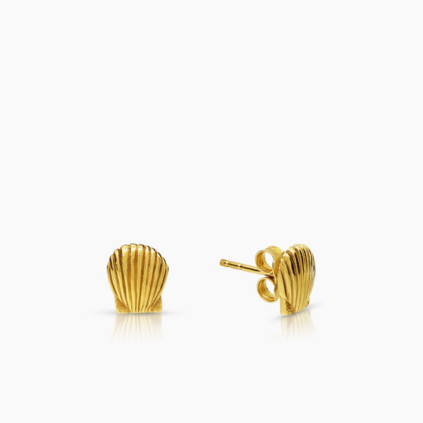 SEA SHELL LADIES STUD EARRINGS IN (SAUDI) 18K YELLOW GOLD