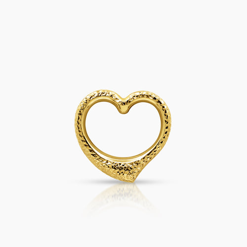 TEXTURED EMBOSSED HEART (PLAIN GLOSSY BACK) PENDANT (30 MM) IN (SAUDI) 18K YELLOW GOLD