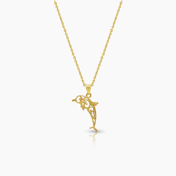 DOLPHINE LADIES NECKLACE AND PENDANT IN (SAUDI) 18K YELLOW GOLD