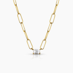 EMERALD CUT DIAMOND LADIES NECKLACE AND PENDANT WITH 1EM=0.37 / 3.55 CARAT DIAMONDS  IN 18K YELLOW GOLD
