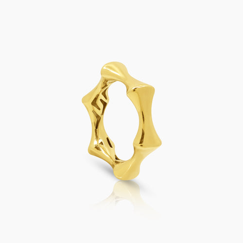 7" ROUND BAMBOO LADIES RING IN (ITALIAN) 18K YELLOW GOLD