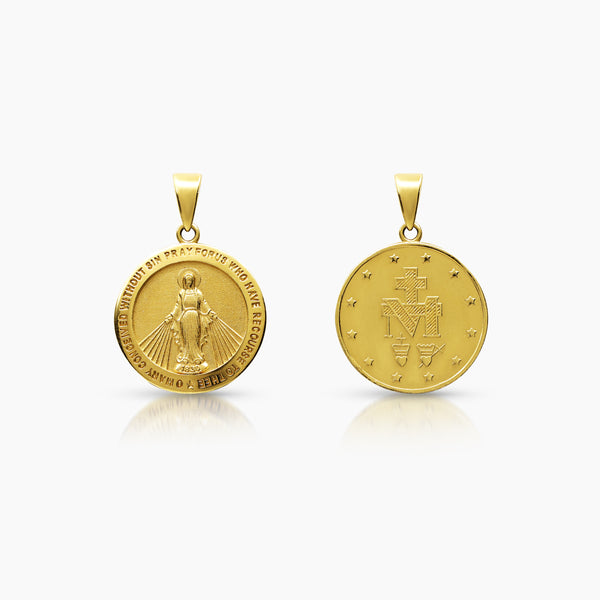 MARY MIRACULOUS PENDANT 14 mm (H) X 14 mm (L) IN (ITALIAN) 18K YELLOW GOLD