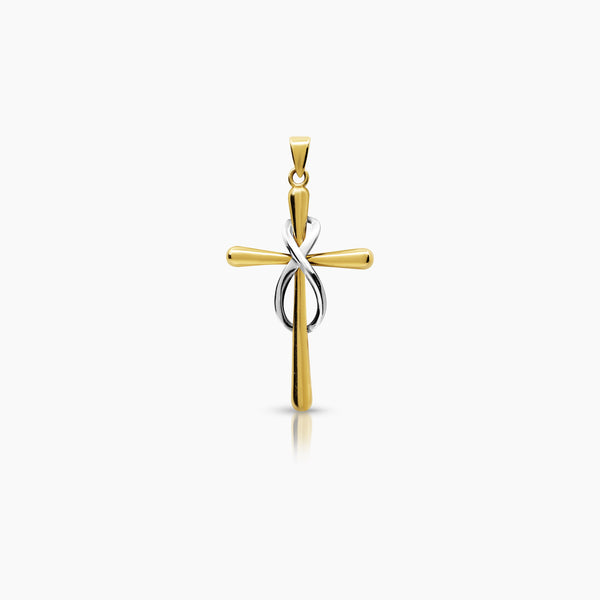 TWO TONE INFINITY CROSS PENDANT 28 mm (H) X 18 mm (L) IN 18K YELLOW GOLD