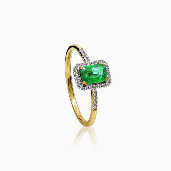6.5 - DIAMOND AND EMERALD LADIES RINGS WITH 34=0.10 / 1EM=0.56 / 1.5 CARAT DIAMONDS IN 14K WHITE GOLD