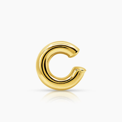 SINGLE PIECE MINIMALIST C-SHAPED LADIES EAR CUFF EARRINGS IN (SAUDI) 18K YELLOW GOLD