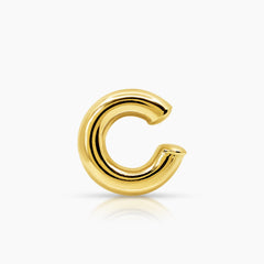 SINGLE PIECE MINIMALIST C-SHAPED LADIES EAR CUFF EARRINGS IN (SAUDI) 18K YELLOW GOLD