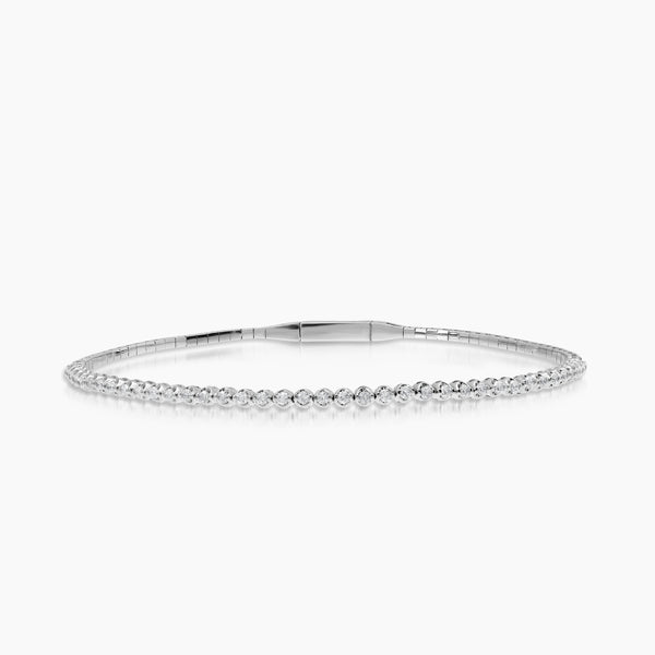 DIAMOND TENNIS LADIES BANGLE WITH 40=0.48 / 5.53 CARAT DIAMONDS IN 14K WHITE GOLD