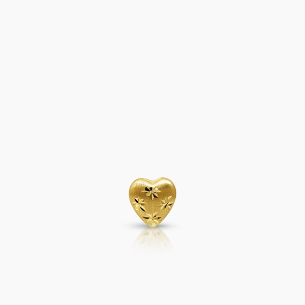 EMBOSSED HEART LADIES STUD EARRINGS IN (SAUDI) 18K YELLOW GOLD