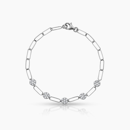 DIAMOND PAPERCLIP LADIES BRACELET WITH 35=0.65 / 2.44 CARAT DIAMONDS IN 18K WHITE GOLD