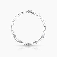 DIAMOND PAPERCLIP LADIES BRACELET WITH 35=0.65 / 2.44 CARAT DIAMONDS IN 18K WHITE GOLD