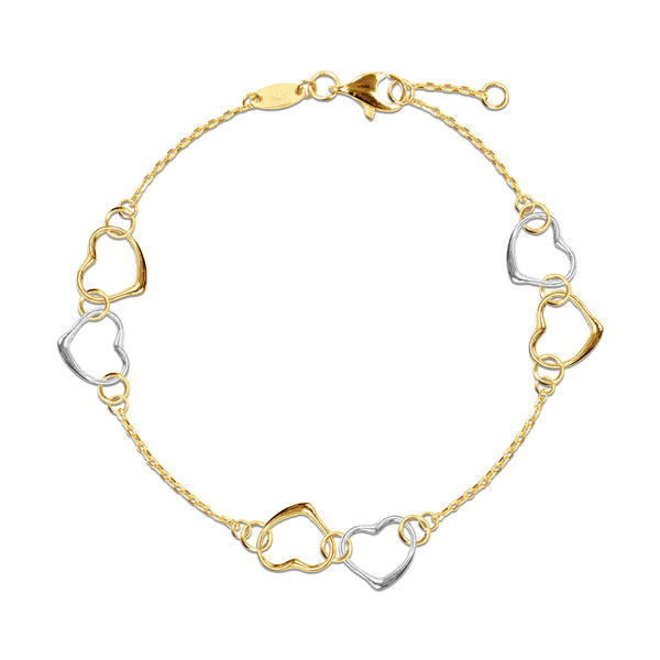 TWO-TONE HEART CHARM BRACELET IN 18K GOLD – F&C Jewelry The largest