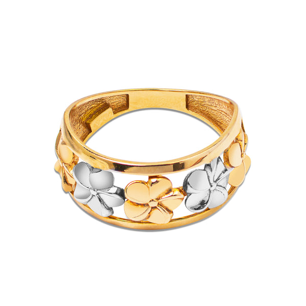 TWO-TONE FLORAL RING IN 18K GOLD – F&C Jewelry The largest leading