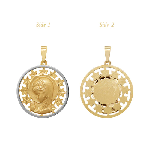 TWO-TONE MADONNA PRAYING MEDAL (19 MM) IN (SPANISH) 18K YELLOW / WHITE GOLD