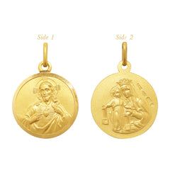 SACRED HEART & MOUNT CARMEL MEDAL (18 MM) IN (SPANISH) 18K YELLOW GOLD