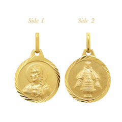 SACRED HEART & STO. NIÑO MEDAL (12 MM) IN (SPANISH) 14K YELLOW GOLD