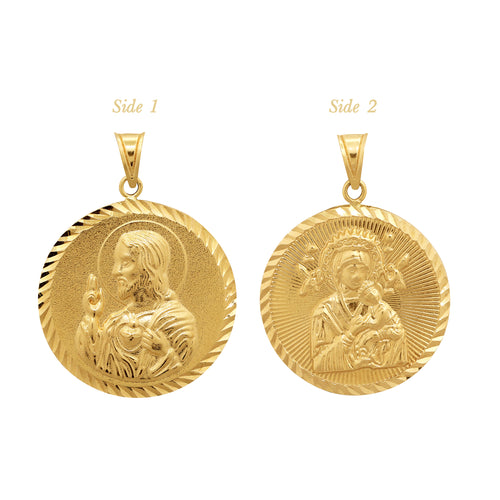 SACRED HEART & PERPETUAL MEDAL (25 MM) IN (SPANISH) 18K YELLOW GOLD