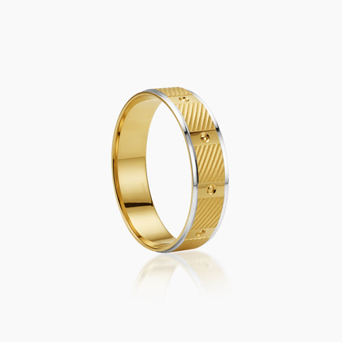 TWO TONE WEDDING RING IN (SAUDI) 18K YELLOW AND WHITE GOLD