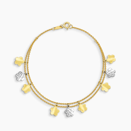 TWO-TONE DOUBLE STRAND CHARM BRACELET IN (SAUDI) 18K YELLOW GOLD AND WHITE