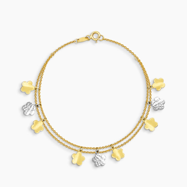 TWO-TONE DOUBLE STRAND CHARM BRACELET IN (SAUDI) 18K YELLOW GOLD AND WHITE