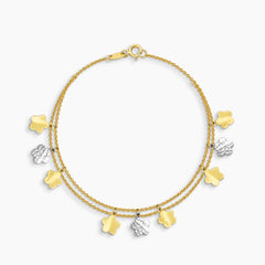 TWO-TONE DOUBLE STRAND CHARM BRACELET IN (SAUDI) 18K YELLOW GOLD AND WHITE