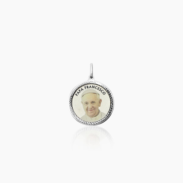PAPA FRANCESO MEDAL (21 MM) IN (ITALIAN) 14K WHITE GOLD