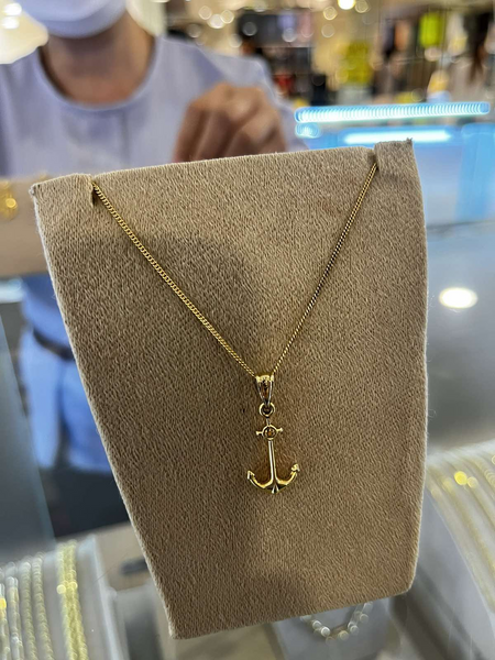 ANCHOR PENDANT WITH CHAIN IN 14K YELLOW GOLD