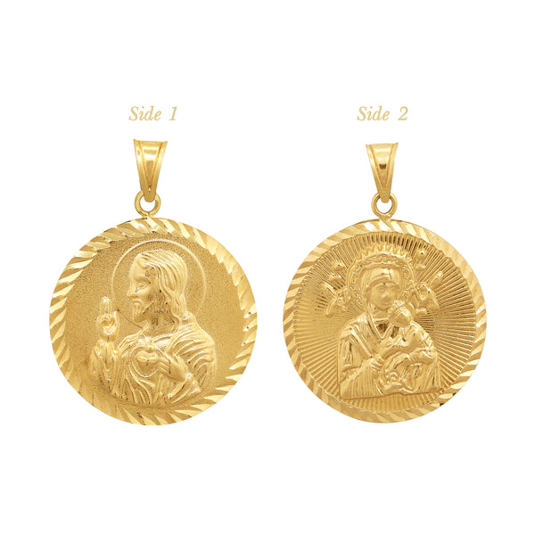 SACRED HEART & PERPETUAL MEDAL (24 MM) IN (SPANISH) 18K YELLOW GOLD