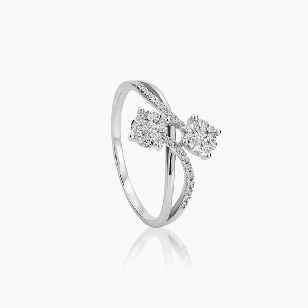 6.5 - DIAMOND DOUBLE CLUSTER RING WITH 32=0.27/1.7/1.60 CARAT DIAMOND IN 14K WHITE GOLD