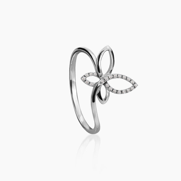 6.5 - OPEN BUTTERFLY DIAMOND RING WITH 22=0.05 / 1.22 CARAT DIAMOND IN 14K WHITE GOLD