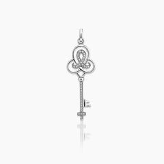 PAVÉ DIAMOND LADIES KEY PENDANT WITH 34=0.18 CARAT DIAMONDS IN 14K WHITE GOLD