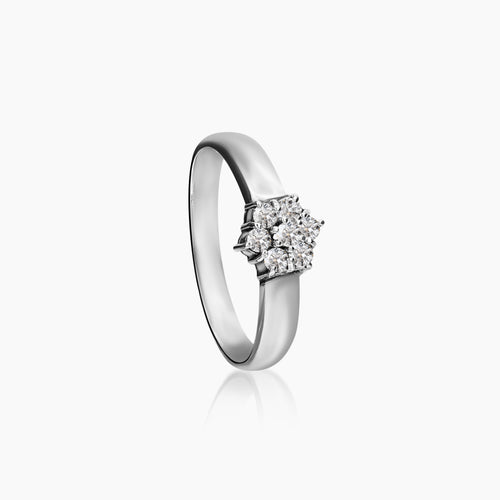 5.75 - DIAMOND FLOWER RING WITH 7=0.173 / 2.4 CARAT DIAMOND IN 14K WHITE GOLD