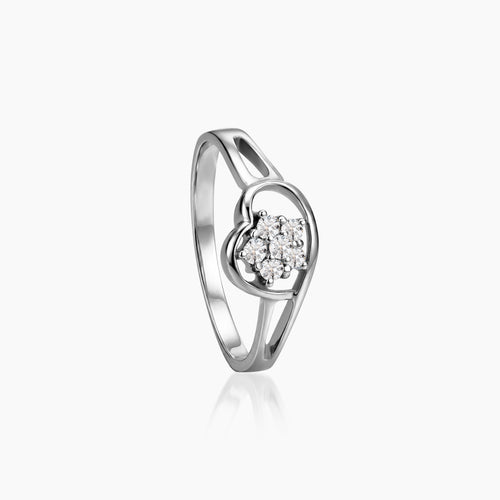 5.5 - OPEN HEART CLUSTER DIAMOND RING WITH 33=0.13/ 2.5/ 2.34 CARAT DIAMOND IN 14K WHITE GOLD