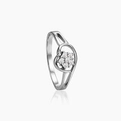 5.5 - OPEN HEART CLUSTER DIAMOND RING WITH 33=0.13/ 2.5/ 2.34 CARAT DIAMOND IN 14K WHITE GOLD