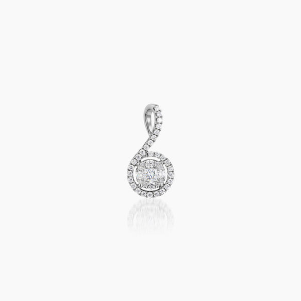 DIAMOND CLUSTER LADIES PENDANT WITH 1=0.108 / 4=0.103 / 36=0.228 CARAT DIAMONDS IN 18K WHITE GOLD