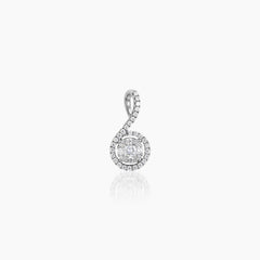 DIAMOND CLUSTER LADIES PENDANT WITH 1=0.108 / 4=0.103 / 36=0.228 CARAT DIAMONDS IN 18K WHITE GOLD