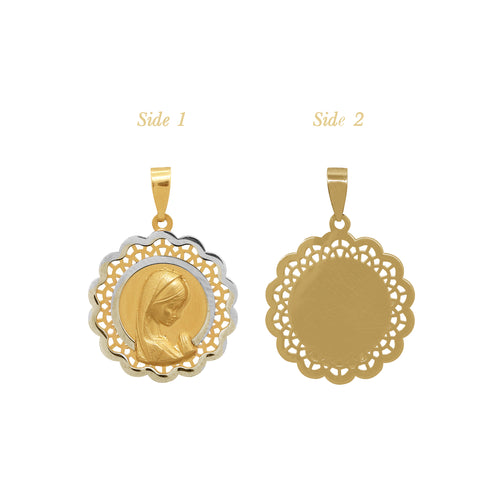 TWO-TONE MADONNA PRAYING MEDAL (17 MM) IN (SPANISH) 18K YELLOW / WHITE GOLD