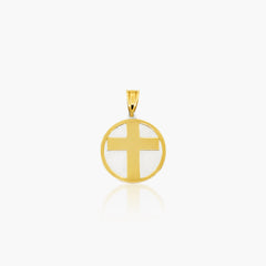 TWO-TONE CIRCLE CROSS MEDAL (18 MM) IN (ITALIAN) 18K YELLOW GOLD AND WHITE GOLD