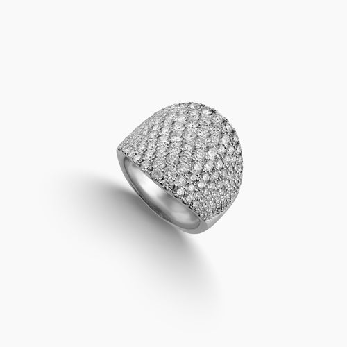 7 - PAVE DIAMOND DOME RING IN 18K WHITE GOLD
