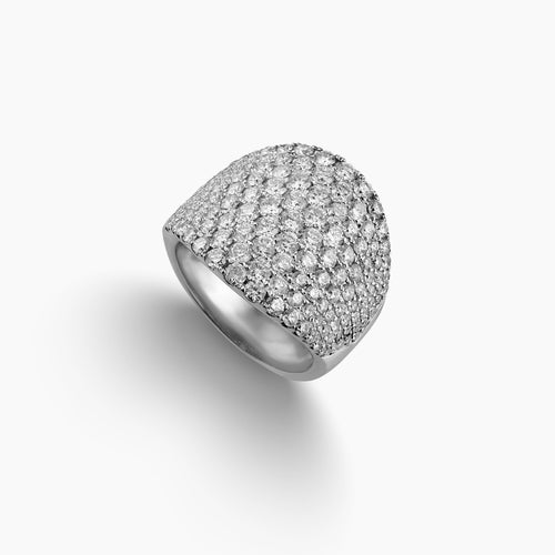 7 - PAVE DIAMOND DOME RING IN 18K WHITE GOLD